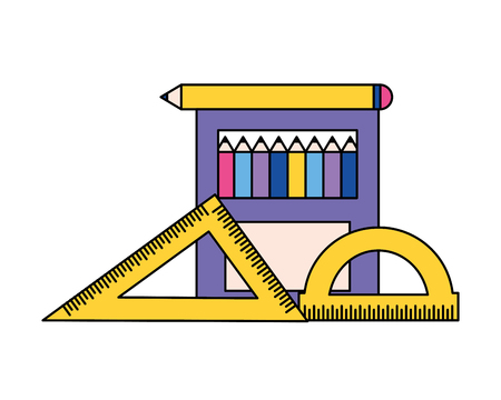 pencil color protractor ruler back to school vector illustrationのイラスト素材