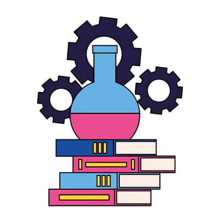 books test tube and gears back to school vector illustrationのイラスト素材
