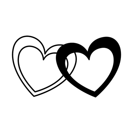 pink hearts love valentine day vector illustration monochromeのイラスト素材