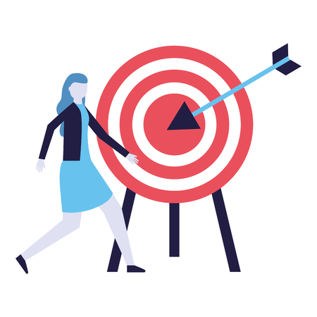 business woman and target arrow strategy vector illustrationのイラスト素材
