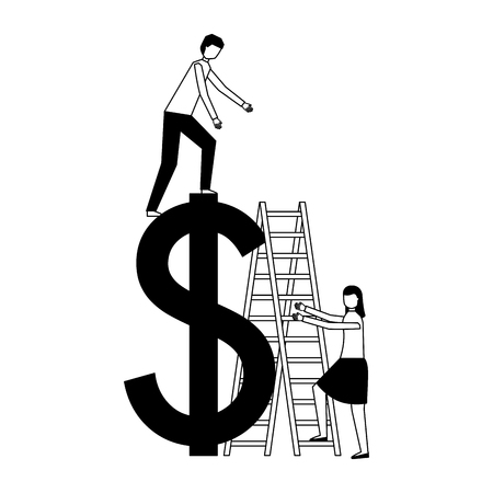 business people stairs dollar symbol vector illustration vector illustrationのイラスト素材