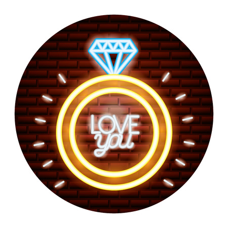 valentine day neon wedding ring vector illustration neonのイラスト素材