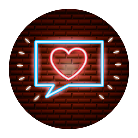 valentine day neon speech bubble heart love vector illustration neonのイラスト素材