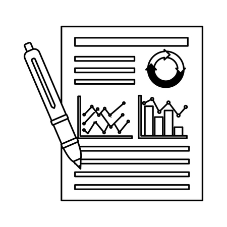document and pen business chart report vector illustrationのイラスト素材