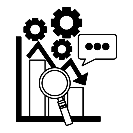 business statistics magnifying glass chart report vector illustrationのイラスト素材