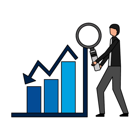businessman with magnifying glass chart financial vector illustrationのイラスト素材