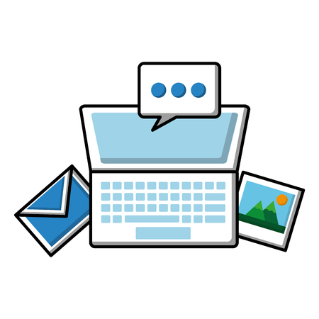 laptop email photo social media vector illustrationのイラスト素材