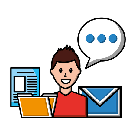 man talk email file informationsocial media vector illustrationのイラスト素材