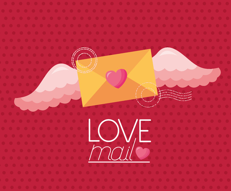 message letter wings valentine day vector illustrationのイラスト素材