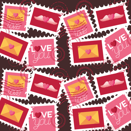 valentine day background post stamp mail vector illustrationのイラスト素材