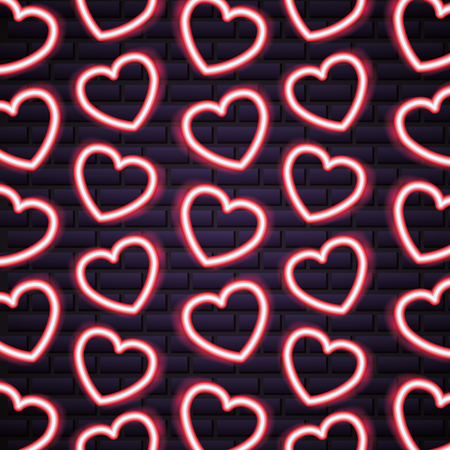 neon light heart valentine day background vector illustration neonのイラスト素材
