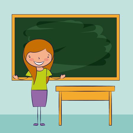 teacher desk board classroom back to school vector illustrationのイラスト素材