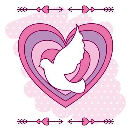 pigeon love heart valentine day vector illustrationのイラスト素材