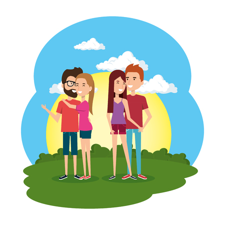 group of people in the camp vector illustration designのイラスト素材