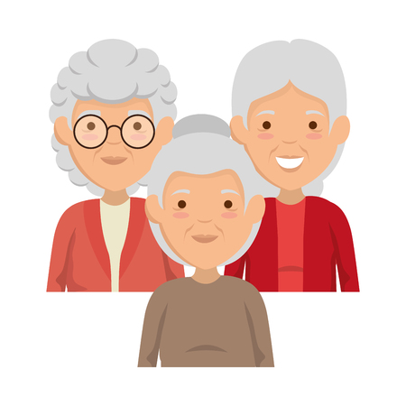 group of cute grandmothers avatars characters vector illustration designのイラスト素材