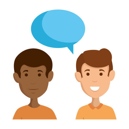 couple of men with speech bubble vector illustration designのイラスト素材
