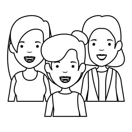 group of girls avatars characters vector illustration designのイラスト素材