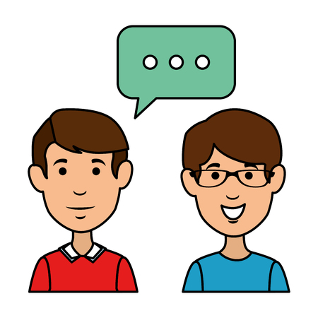 couple of men with speech bubble vector illustration designのイラスト素材
