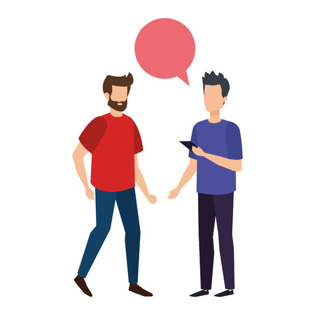 couple of men with speech bubble vector illustration designのイラスト素材