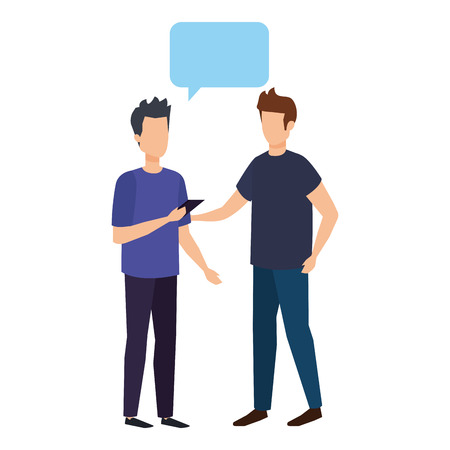 couple of men with speech bubble vector illustration designのイラスト素材