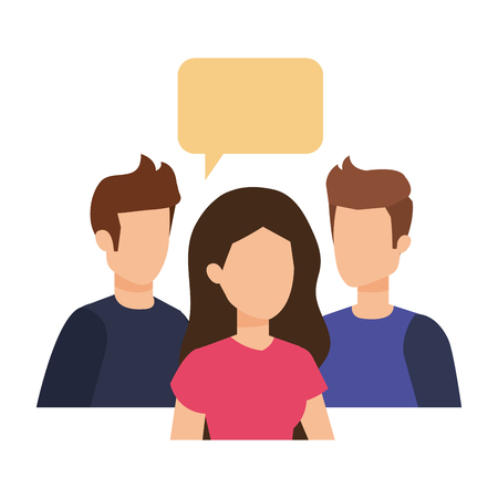 group of people with speech bubble characters vector illustration designのイラスト素材