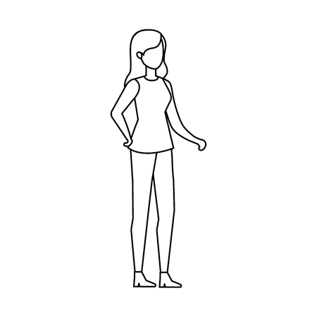 beautiful and young woman character vector illustration designのイラスト素材