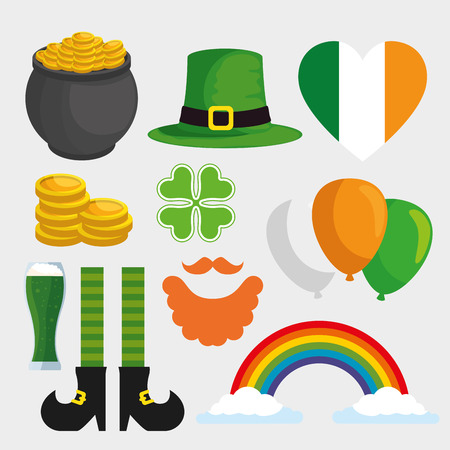 set st patrick decoration to holiday celebration vector illustrationのイラスト素材