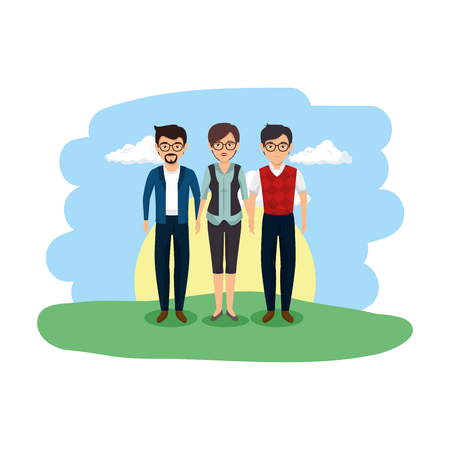group of business people in the camp vector illustration designのイラスト素材