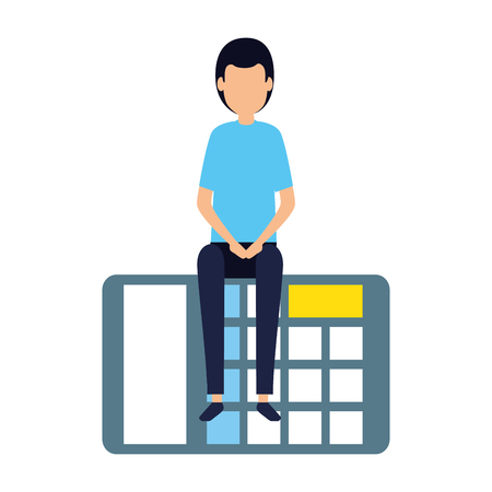 elegant businessman sitting in calculator vector illustration designのイラスト素材