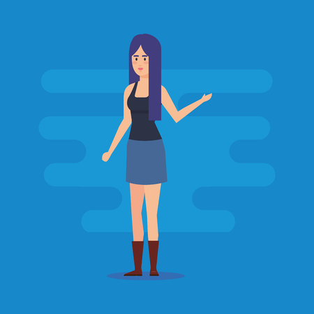 beautiful and young woman character vector illustration designのイラスト素材