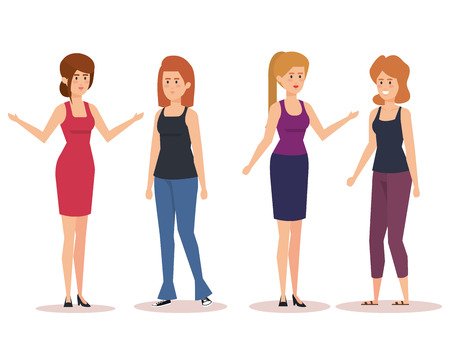 group of girls avatars characters vector illustration designのイラスト素材