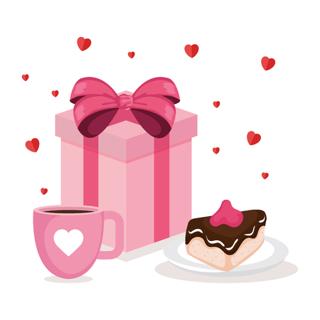 valentines day card with gift vector illustration designのイラスト素材