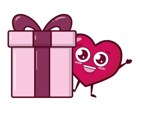 heart with gift happy valentines day vector illustrationのイラスト素材