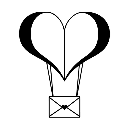 paper heart balloon mail happy valentines day vector illustrationのイラスト素材