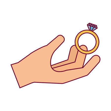 hand with wedding ring happy valentines day vector illustrationのイラスト素材