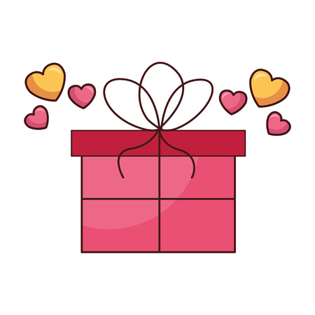 wrapped gift box hearts valentine day vector illustrationのイラスト素材