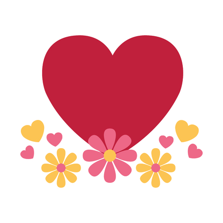 romantic love heart flowers valentine day vector illustrationのイラスト素材