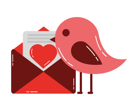 bird and mail love happy valentines day vector illustrationのイラスト素材
