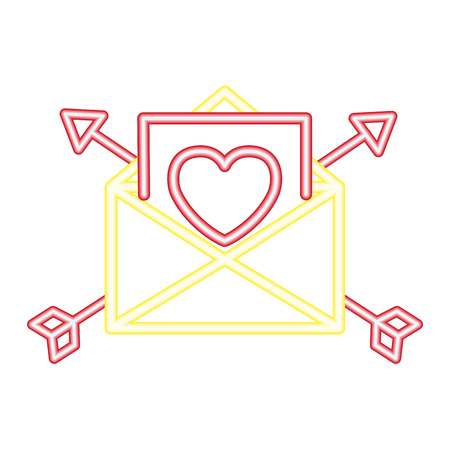 love mail happy valentines day neon vector illustrationのイラスト素材