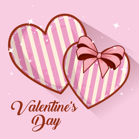 hearts with ribbon bow decoration to valentines day vector illustrationのイラスト素材