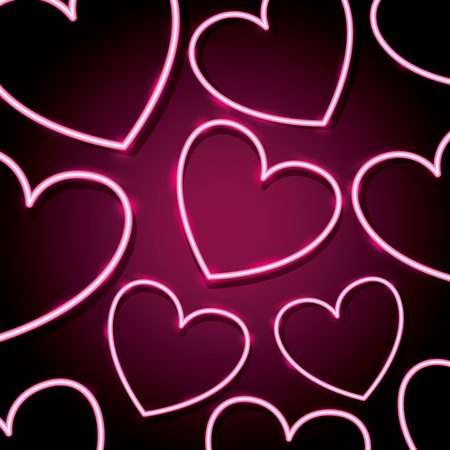 hearts love background happy valentines day neon vector illustrationのイラスト素材