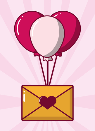 mail balloons happy valentines day vector illustrationのイラスト素材