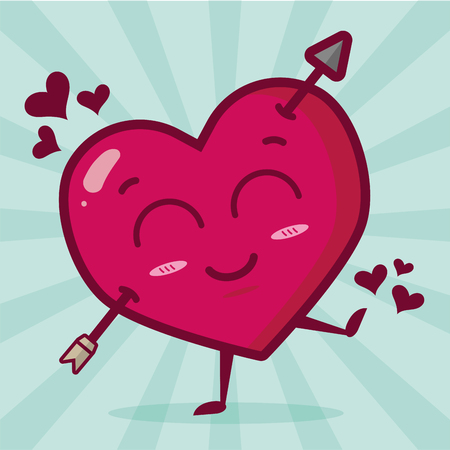 kawaii heart with arrow happy valentines day vector illustrationのイラスト素材