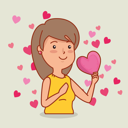 woman with hearts to valentines day celebration vector illustrationのイラスト素材