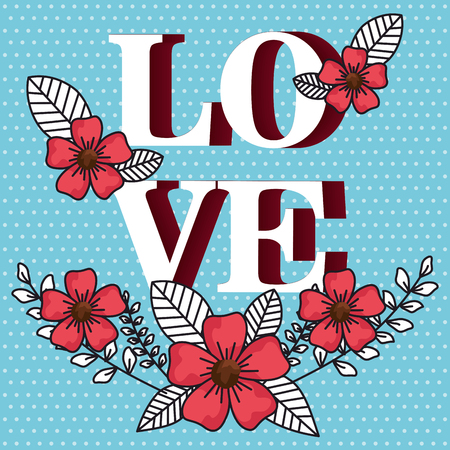 valentines day card with flowers vector illustration designのイラスト素材