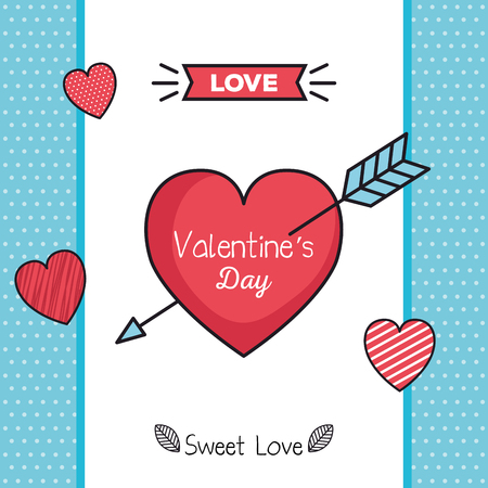 valentines day card with arrow heart vector illustration designのイラスト素材