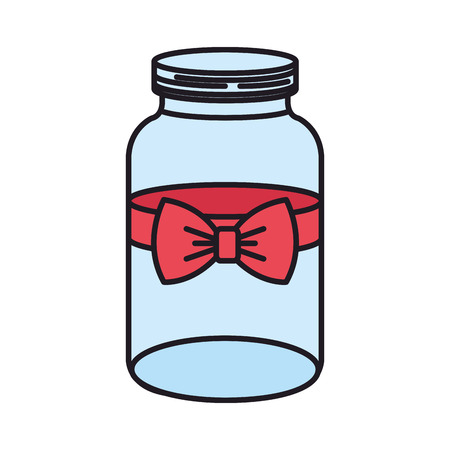 mason jar with bow decorative vector illustration designのイラスト素材
