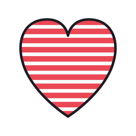 heart love with stripes valentines card vector illustration designのイラスト素材
