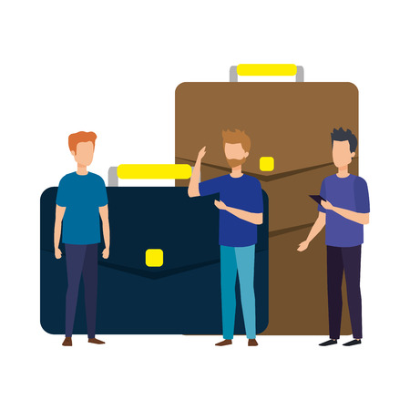portfolio briefcase with business person vector illustration designのイラスト素材