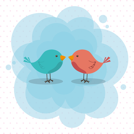 cute and little birds couple vector illustration designのイラスト素材